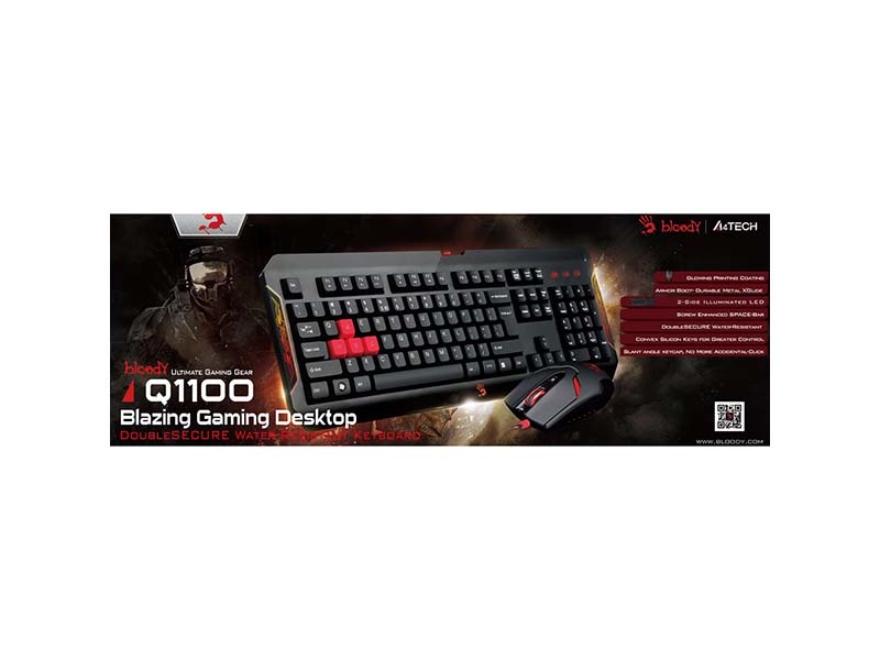 کیبورد و موس گیمینگ ای فورتک bloody Q1100