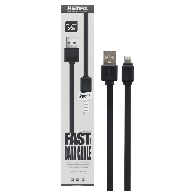 کابل فلت آیفونی Remax Fast Series RC-008 2.1A 1m