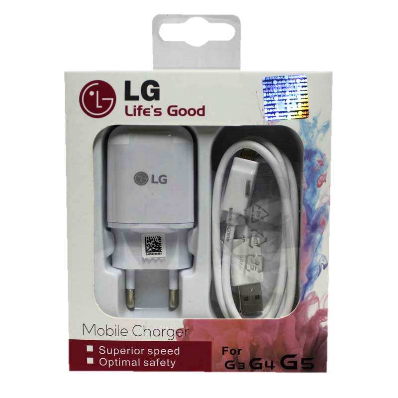 شارژر دیواری LG G3/G4/G5 پکدار + کابل میکرو یو اس بی
