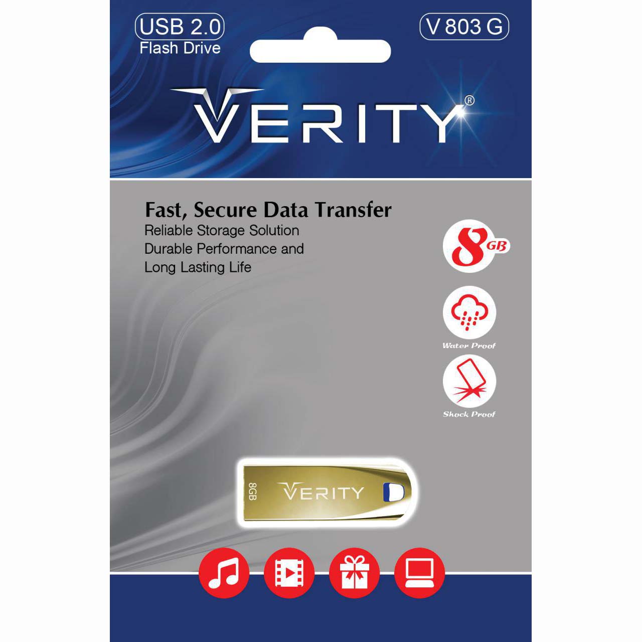 فلش 8 گیگ وریتی VERITY V803 GOLD