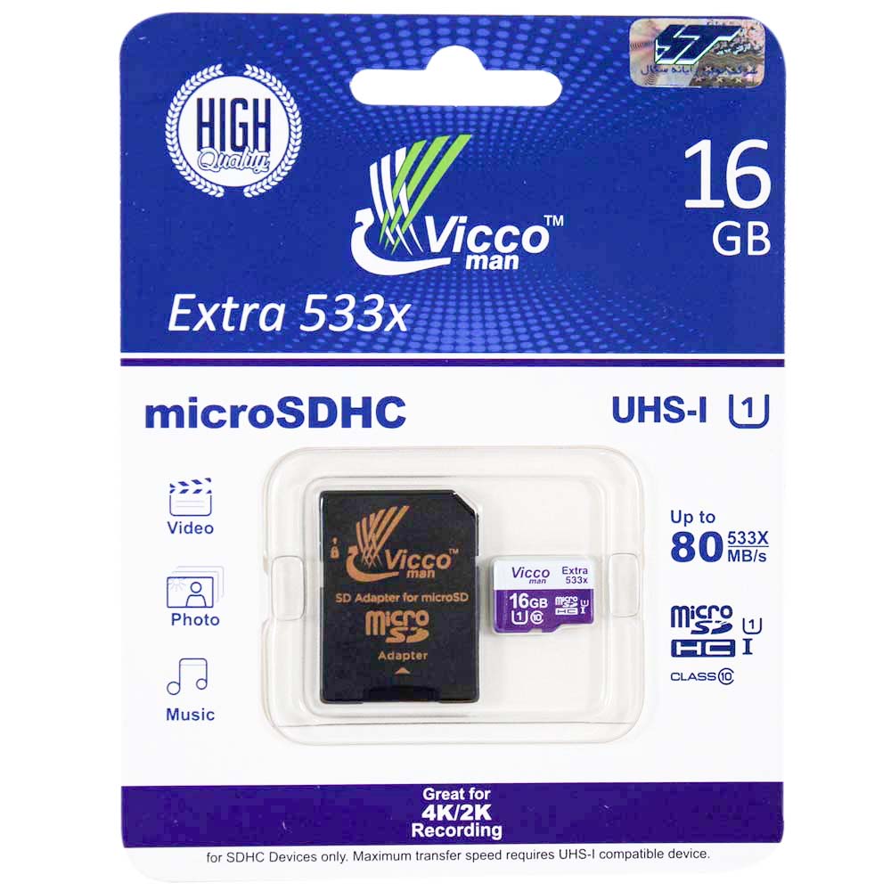 رم میکرو 16 گیگ ویکومن Vicco man U1 80MB/s + خشاب