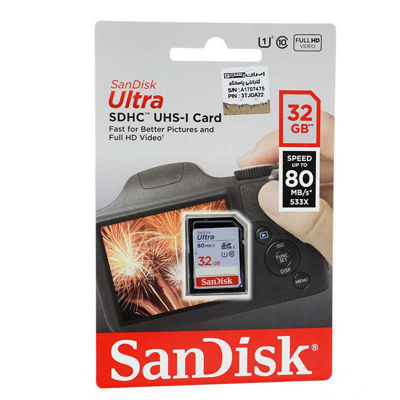 رم اس دی 32 گیگ سن دیسک SanDisk Ultra U1 80MB/s