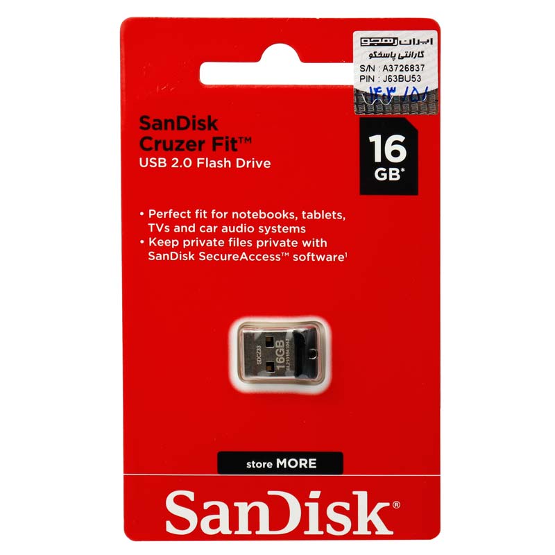 فلش16 گیگ سن دیسک SanDisk Cruzer Fit