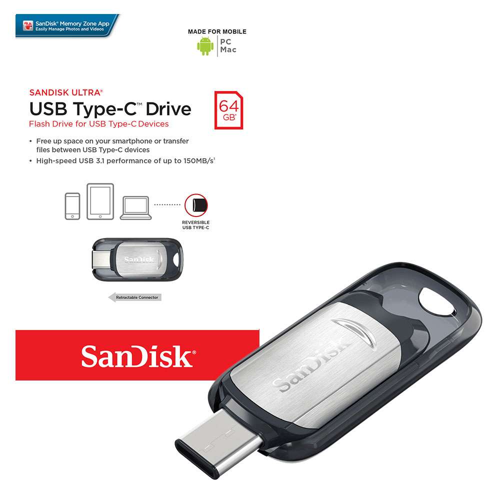 فلش ۶۴ گیگ سن دیسک SanDisk Ultra Type-C