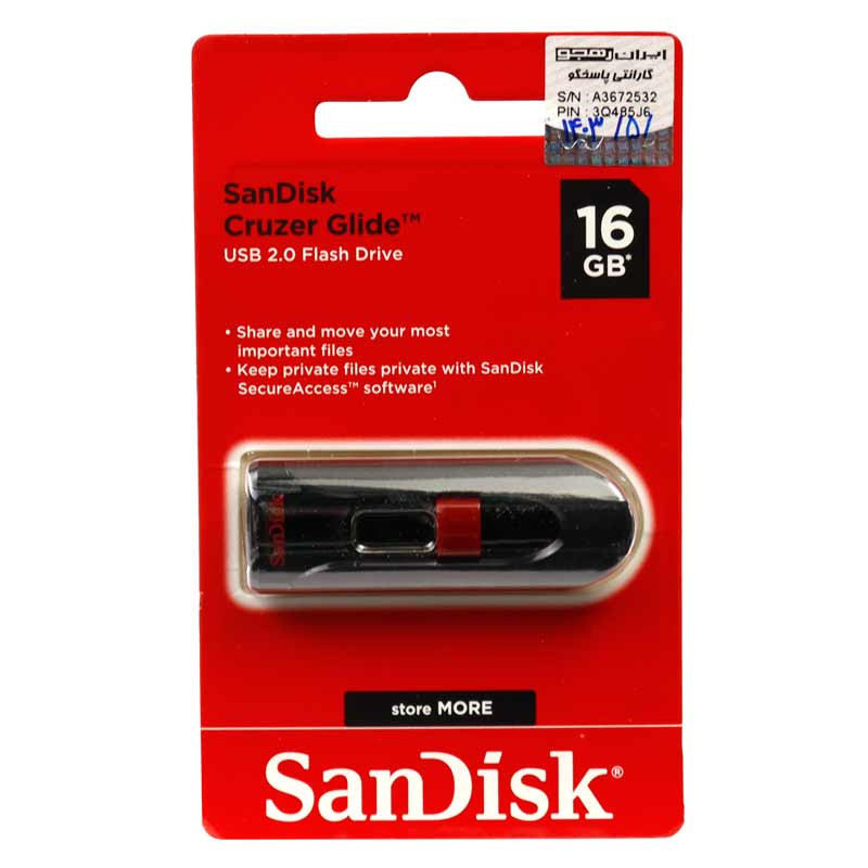 فلش 16 گیگ سن دیسک SanDisk Cruzer Glide CZ60