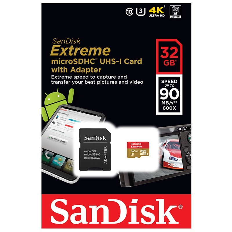 رم میکرو 32 گیگ سن دیسک SanDisk Extreme U3 90MB/s + خشاب