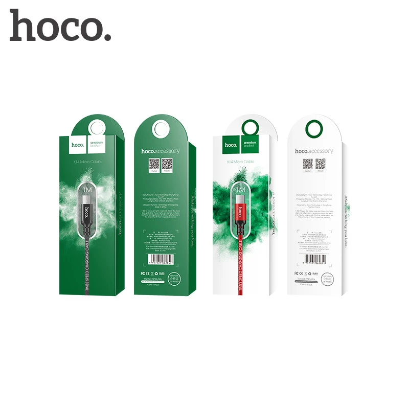 کابل میکرو یو اس بی فست شارژ hoco X14 2.4A 1m