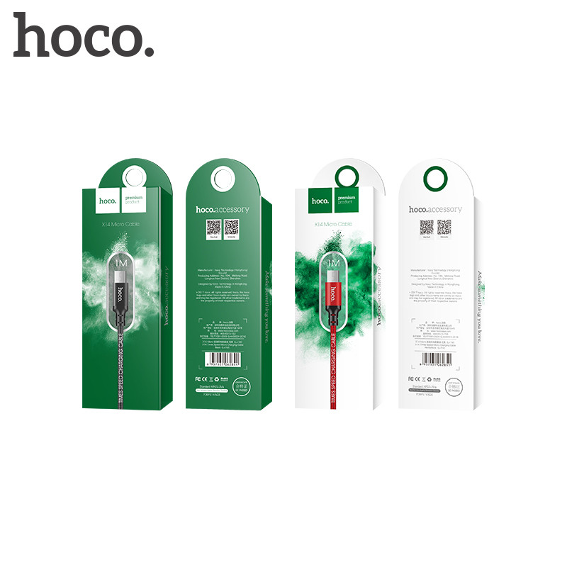 کابل میکرو یو اس بی فست شارژ hoco X14 2.4A 1m