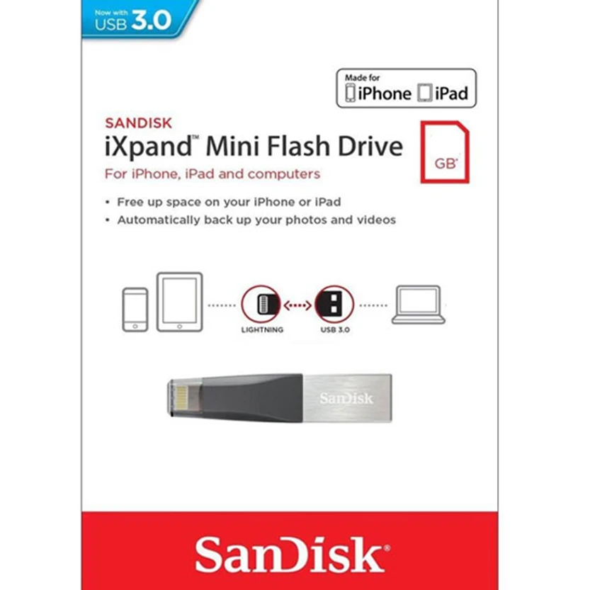 فلش 64 گیگ سن دیسک SanDisk iXpand Mini OTG Lightning USB3.0
