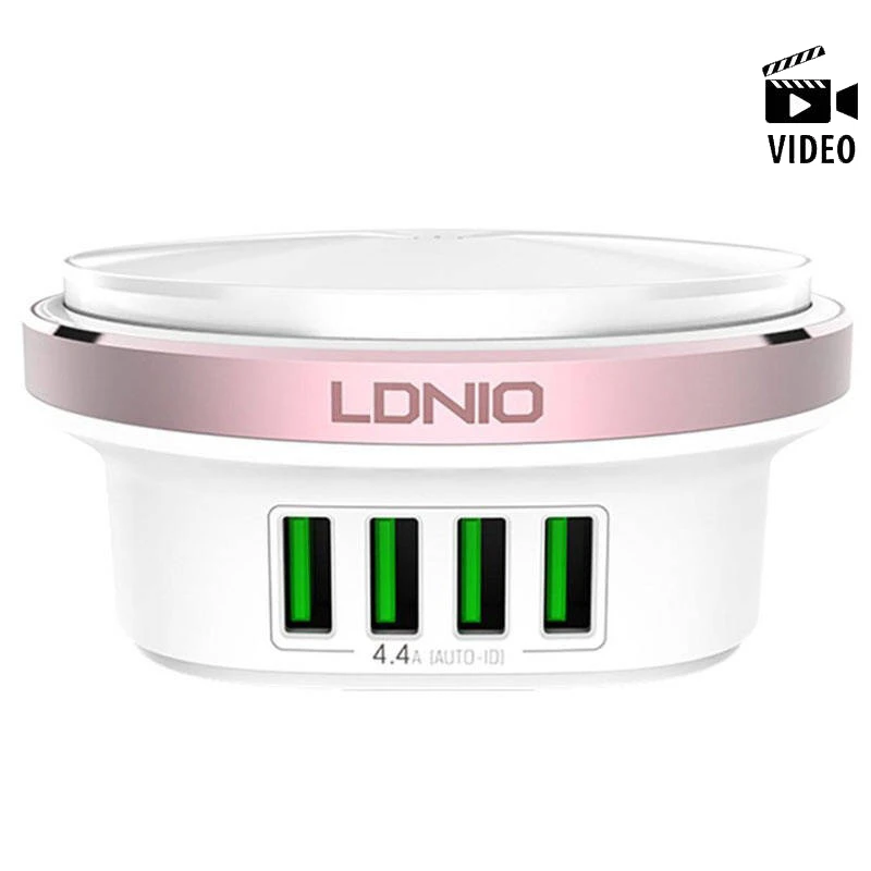 شارژر 4 پورت الدینیو LDNIO A4406 4.4A 22W + چراغ LED
