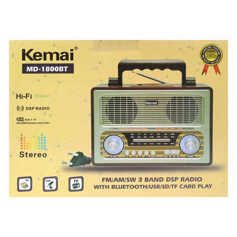 رادیو اسپیکر بلوتوثی رم و فلش خور Kemai MD-1800BT