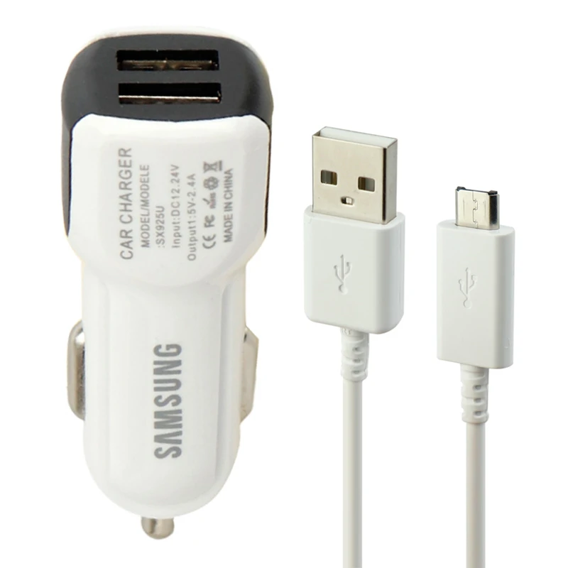 شارژر فندکی فست شارژ Samsung 2.4A 15W + کابل میکرو یو اس بی