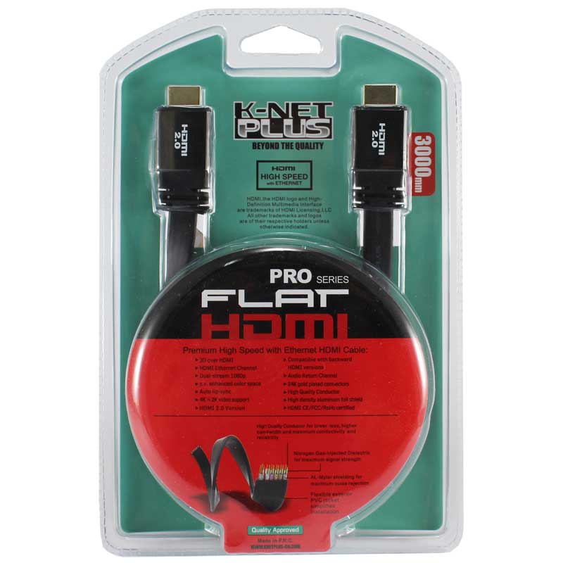 کابل HDMI کی نت پلاس Pro Flat طول 3 متر