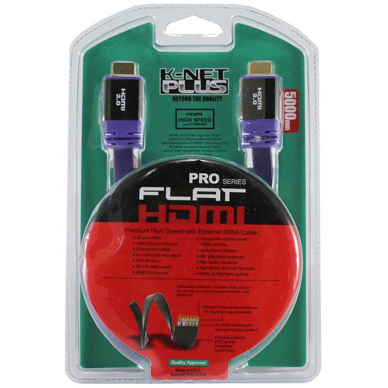 کابل HDMI V2.0 کی نت پلاس Pro Flat طول 5 متر
