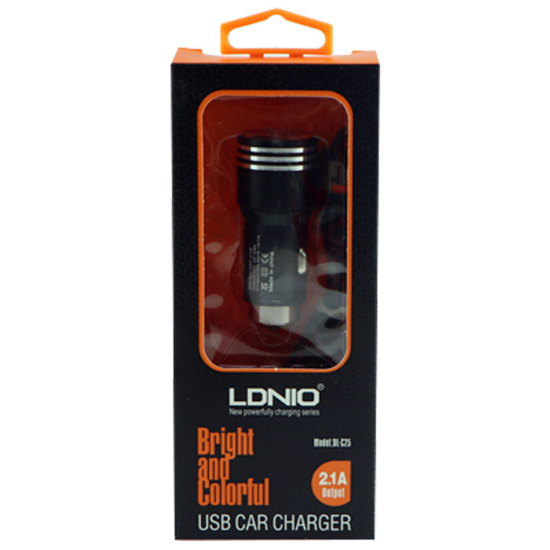 شارژر فندکی LDNIO DL-C25 + کابل میکرو یو اس بی