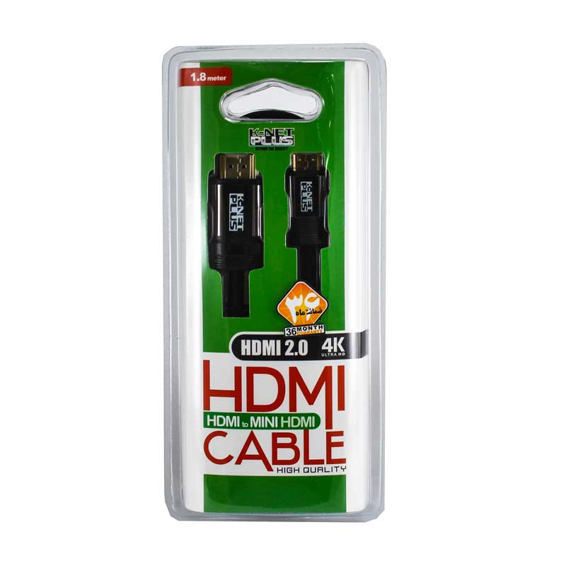 کابل K-NET Plus HDMI to mini HDMI 2.0 4K 1.8m