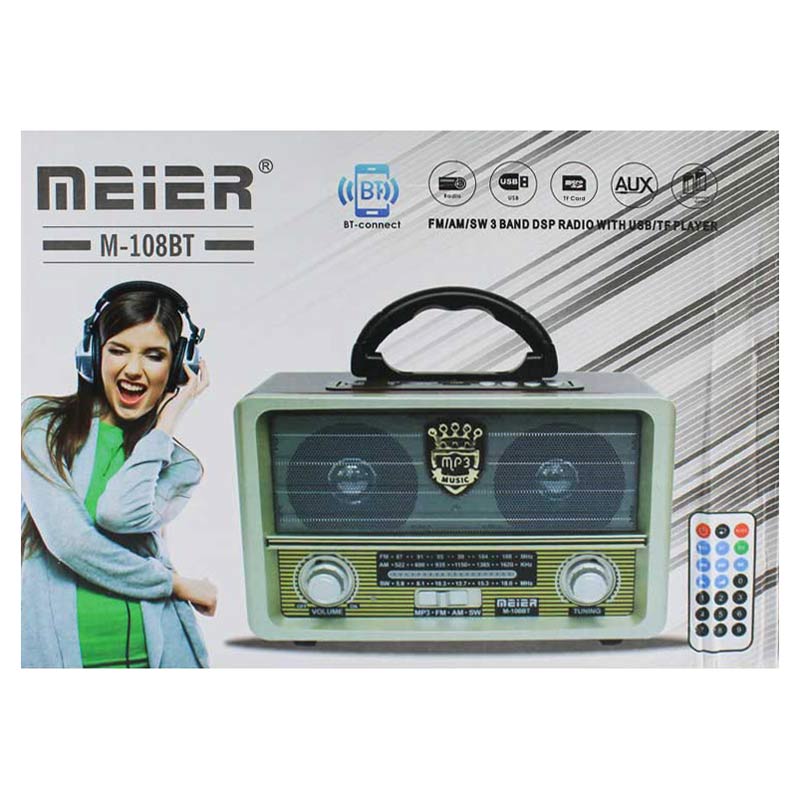 رادیو اسپیکر بلوتوثی رم و فلش خور Meier M-108BT + ریموت کنترل
