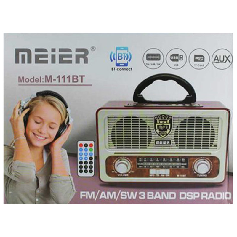 رادیو اسپیکر بلوتوثی رم و فلش خور Meier M-111BT + ریموت کنترل