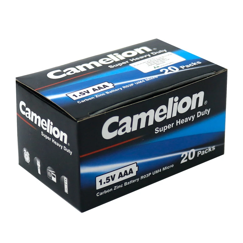 باتری دوتایی نیم قلمی کملیون Super Heavy Duty شرینک بسته 20 عددی