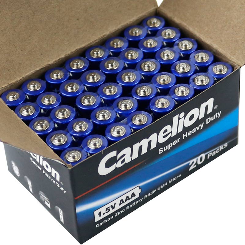باتری دوتایی نیم قلمی کملیون Super Heavy Duty شرینک بسته 20 عددی