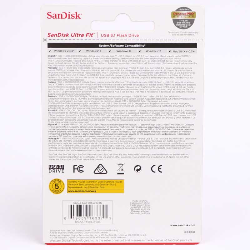 فلش 16 گیگ سن دیسک Sandisk Ultra Fit USB3.1