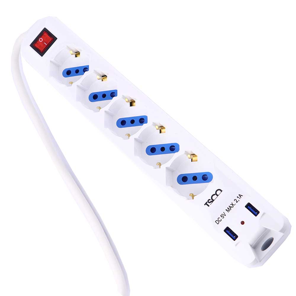 چند راهی 5 خانه برق + شارژر 2 پورت TSCO tps 534U