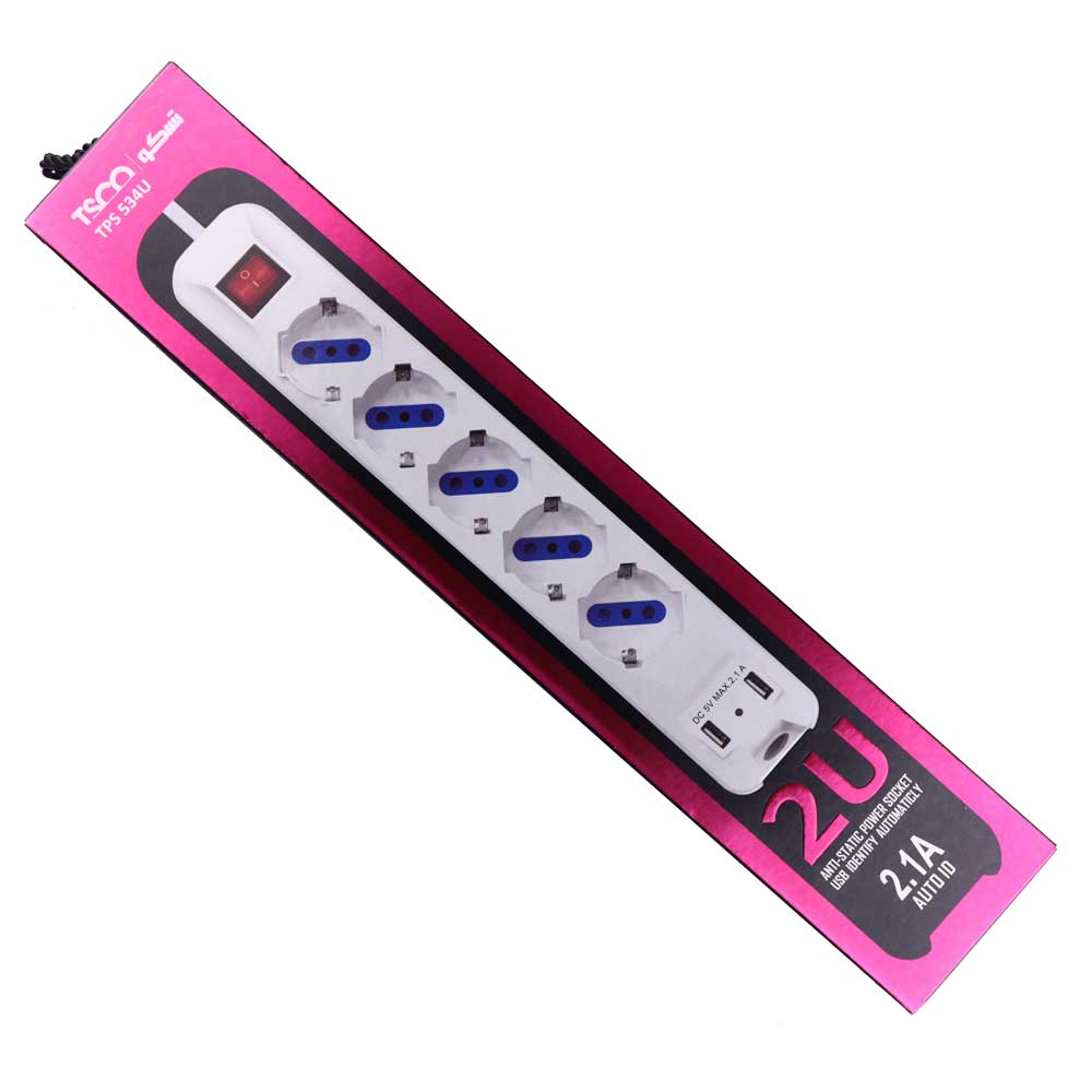 چند راهی 5 خانه برق + شارژر 2 پورت TSCO tps 534U