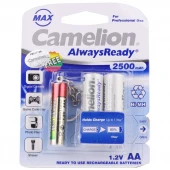 باتری دوتایی قلمی شارژی Camelion Alwaysready Max 1.2V AA 2500mAh + چراغ قوه