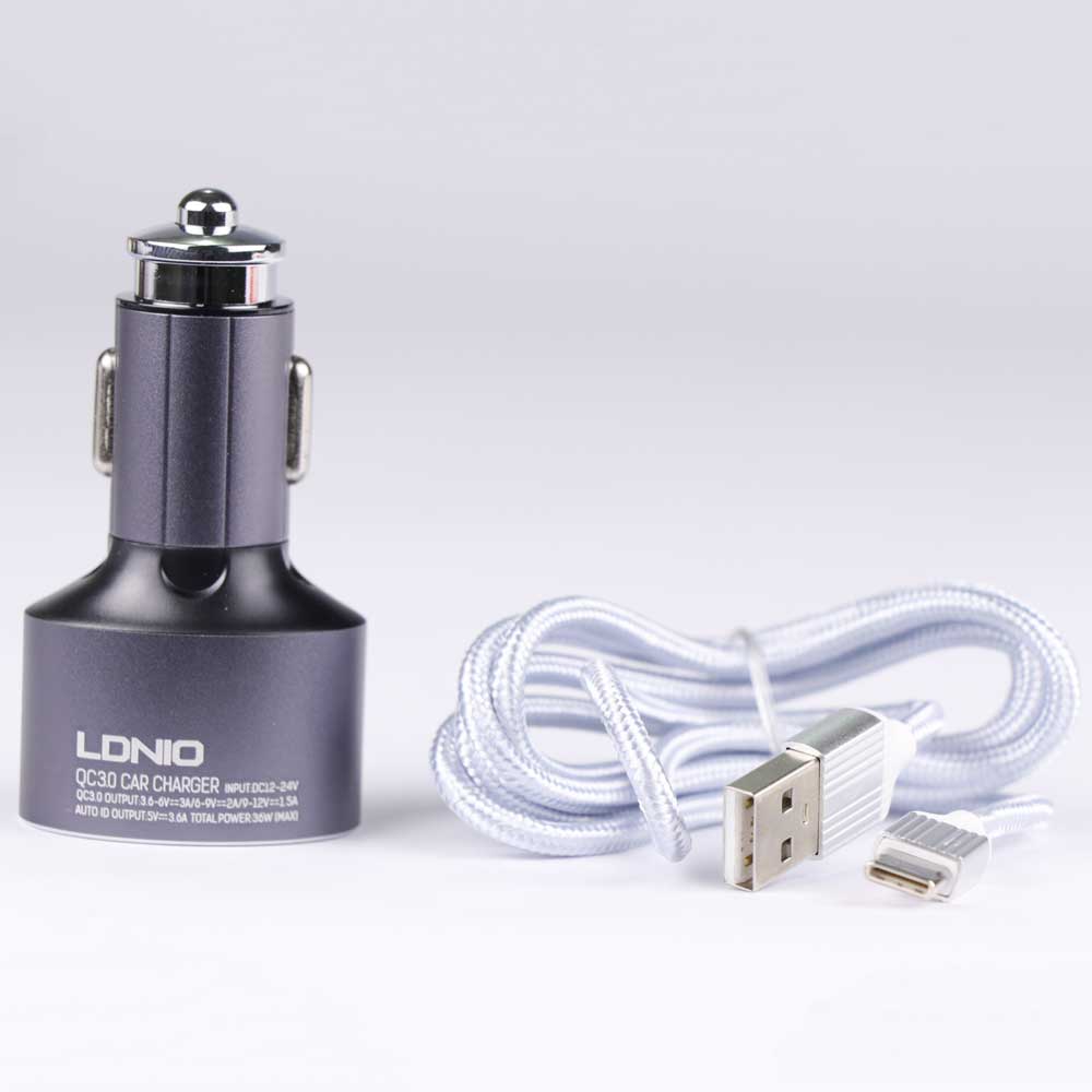 شارژر فندکی LDNIO C703Q Fast + کابل Type-C