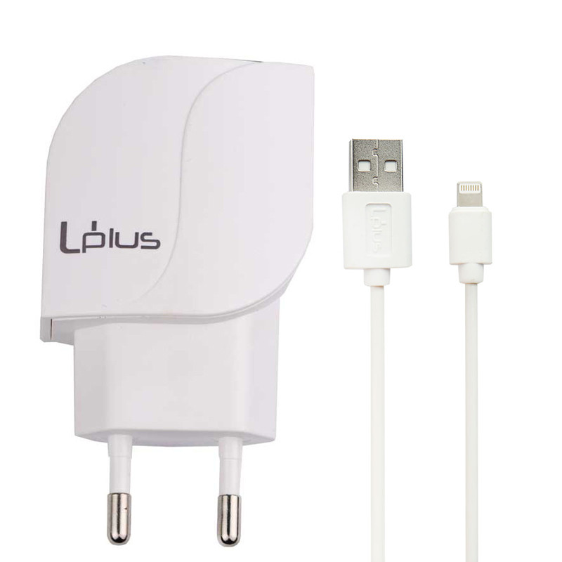 شارژر دیواری فست شارژ Uplus UP-003 2Port 2.4A QC2.0 + کابل آیفونی