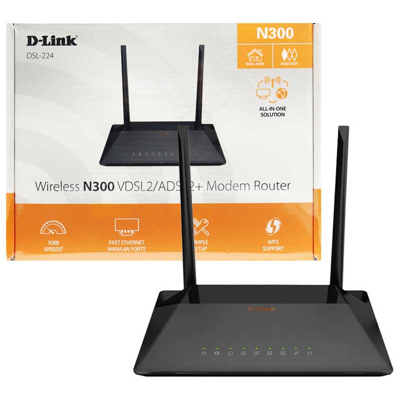 مودم روتر ۲ آنتن D-Link DSL-224 N300 VDSL2 300Mbps ADSL2