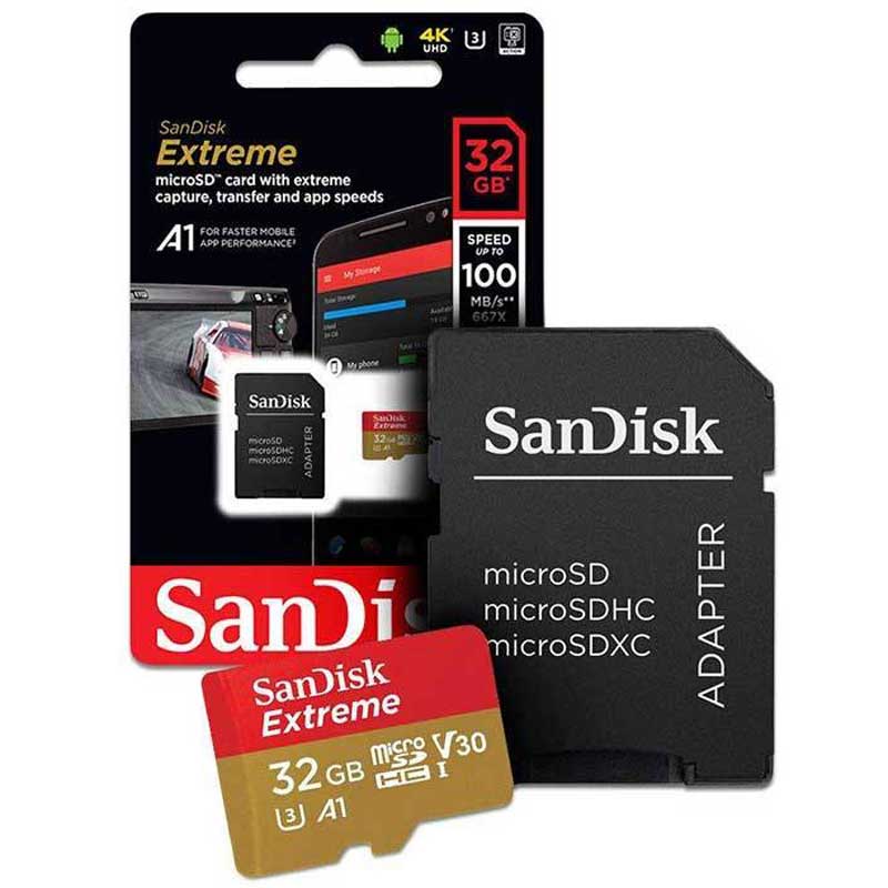 رم میکرو 32 گیگ سن دیسک SanDisk Extreme MicroSD U3 A1 100MB/s + خشاب