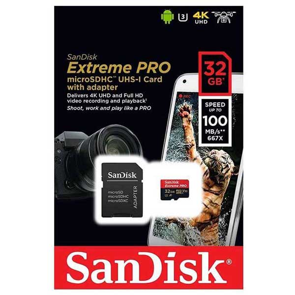 رم میکرو 32 گیگ سن دیسک SanDisk Extreme Pro U3 A1 100MB/s + خشاب