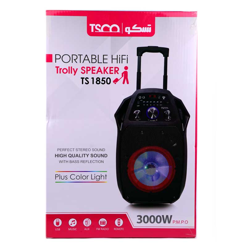 اسپیکر چمدانی بلوتوثی فلش خور TSCO TS-1850 + ریموت کنترل