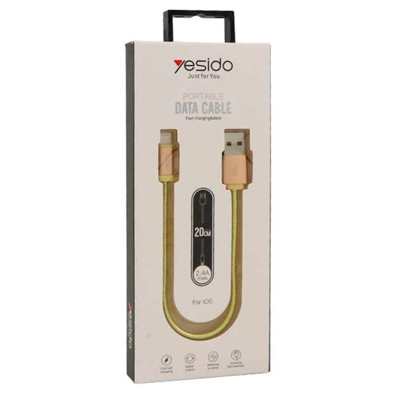 کابل آیفونی فست شارژ Yesido CA-T1 2.4A 20cm