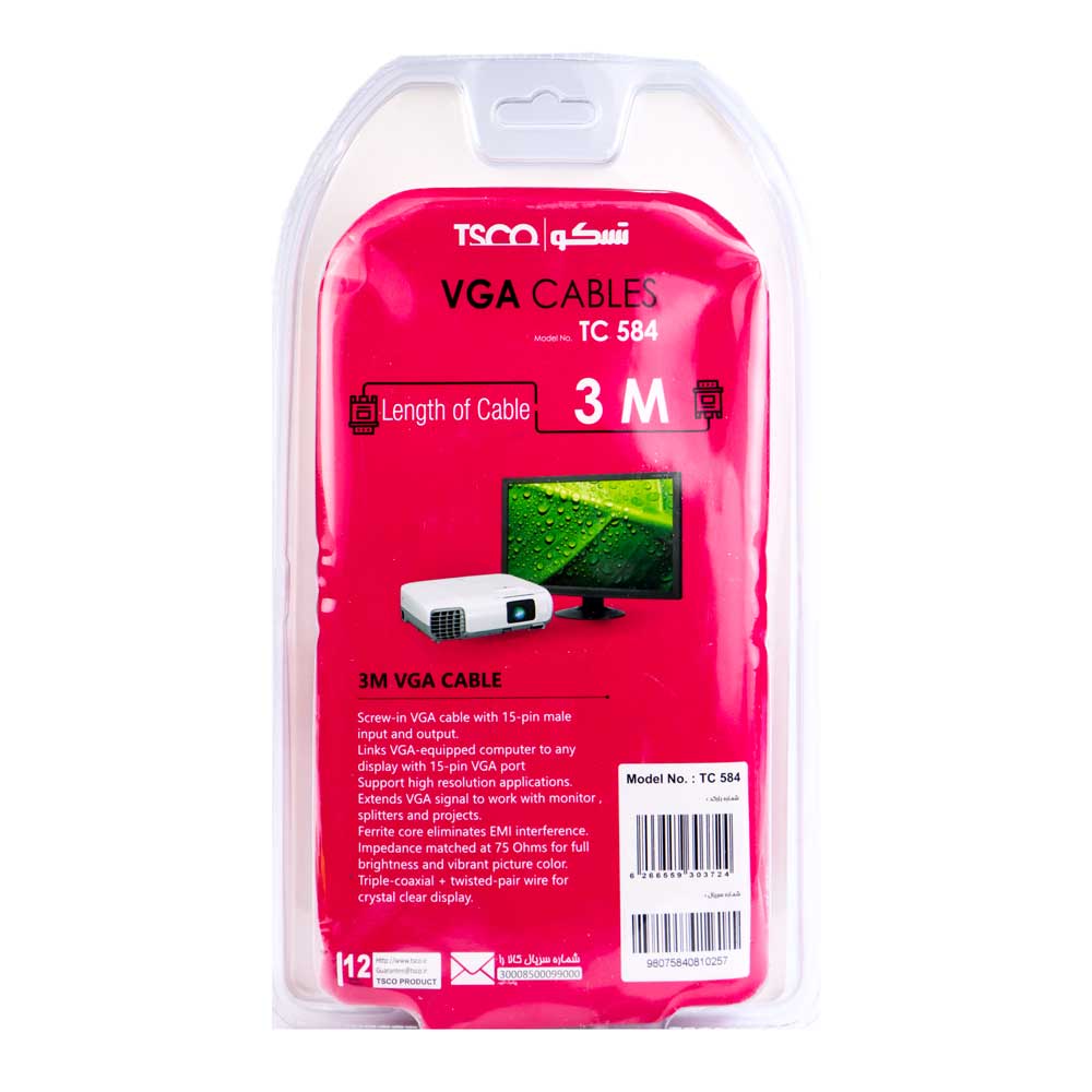 کابل VGA تسکو TC584 طول 3 متر