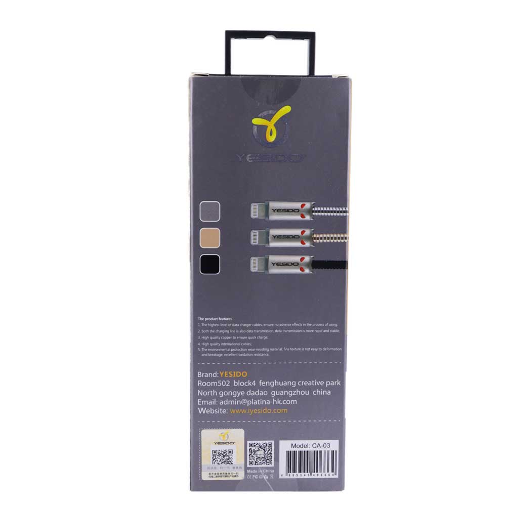 کابل آیفونی روکش فلزی Yesido CA-03 1.2m