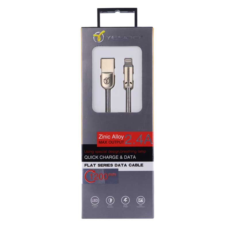 کابل آیفونی روکش فلزی Yesido CA-03 1.2m