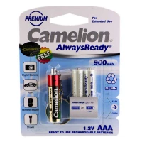 باتری دوتایی نیم قلمی قابل شارژ Camelion Alwaysready AAA 900mAh + چراغ قوه