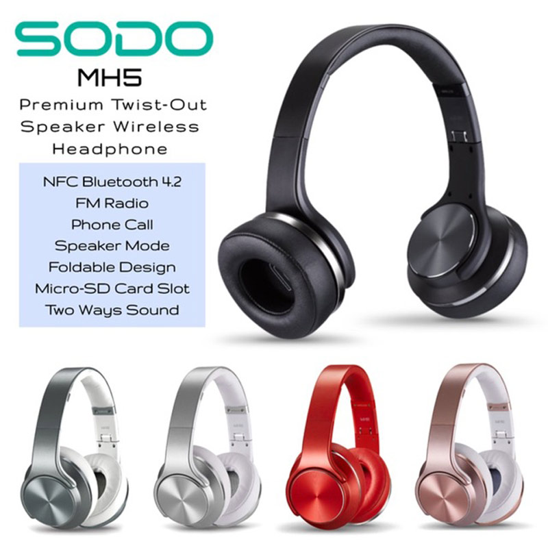 هدفون اسپیکرشو بلوتوثی رم خور SODO MH5