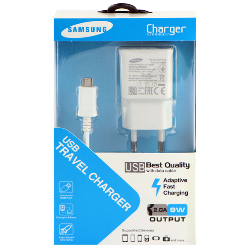شارژر دیواری طرح Samsung 9W 2.0A پکدار + میکرو یو اس بی