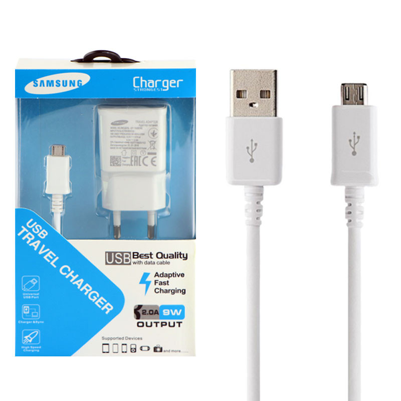 شارژر دیواری طرح Samsung 9W 2.0A پکدار + میکرو یو اس بی