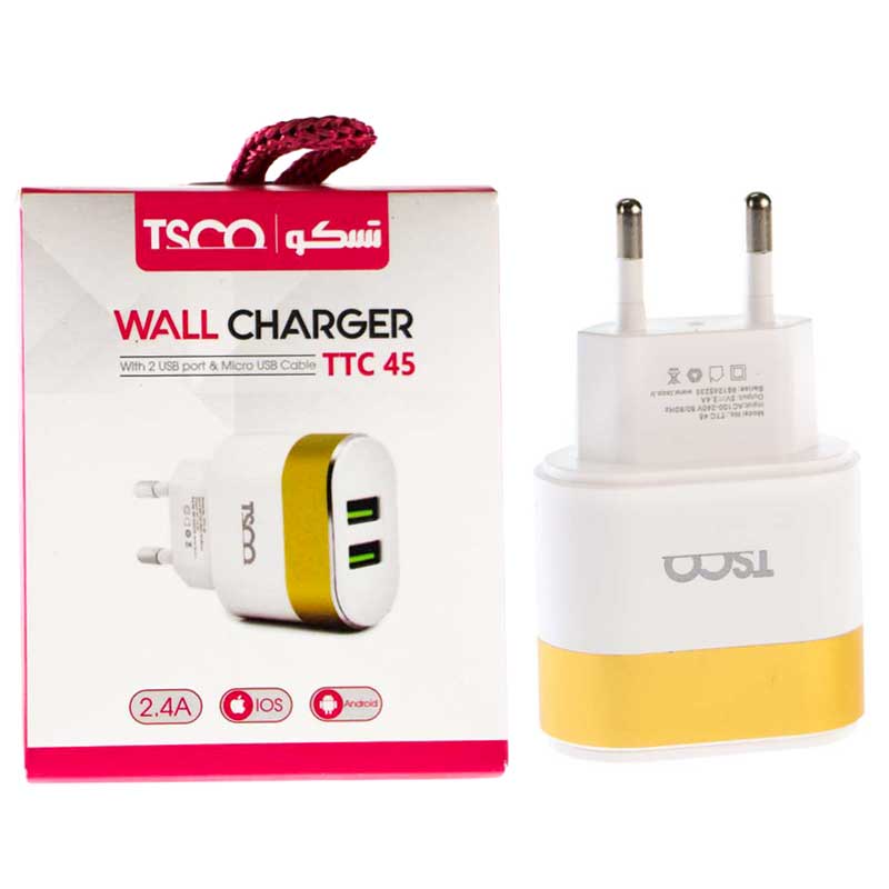 شارژر دیواری TSCO TTC 45 + کابل میکرو یو اس بی