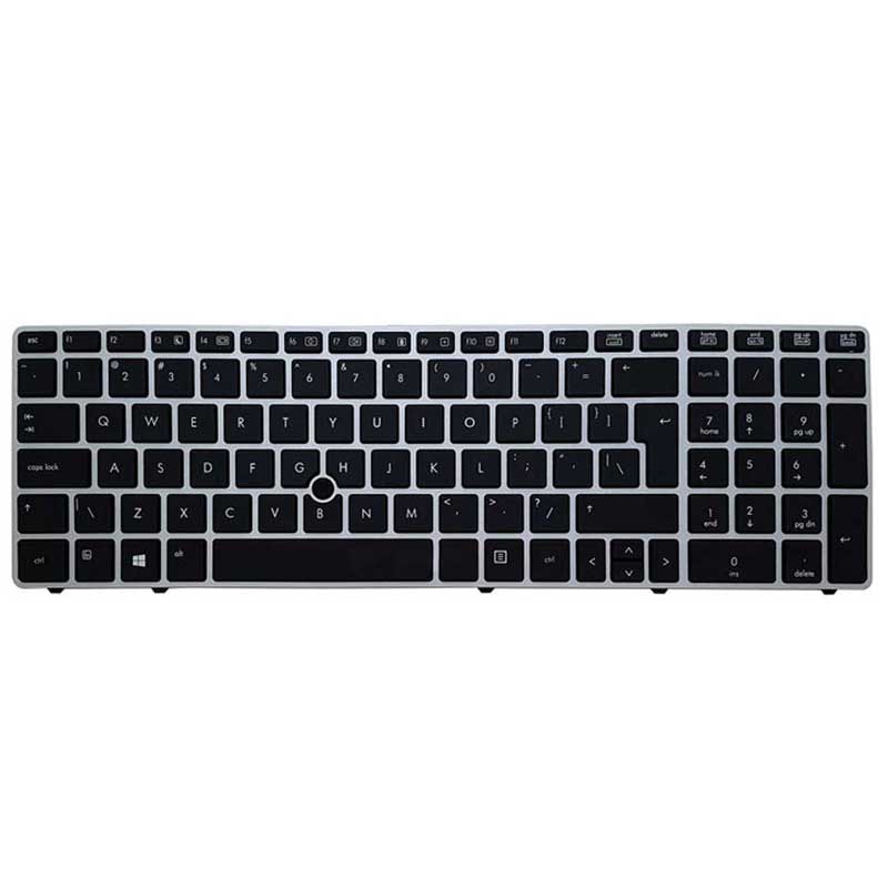 کیبورد لپ تاپ HP EliteBook 8560P با موس فریم نقره ای - مشکی