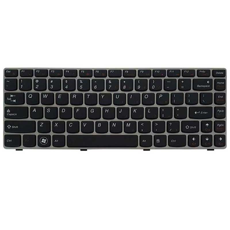 کیبورد Lenovo IdeaPad Z360 با فریم نقره ای - مشکی