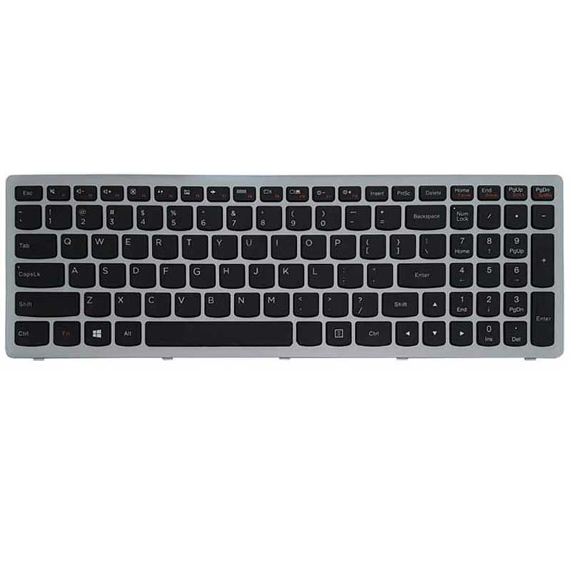 کیبورد لپ تاپ لنوو Lenovo IdeaPad Z510 -Z500 با فریم نقره ای - مشکی