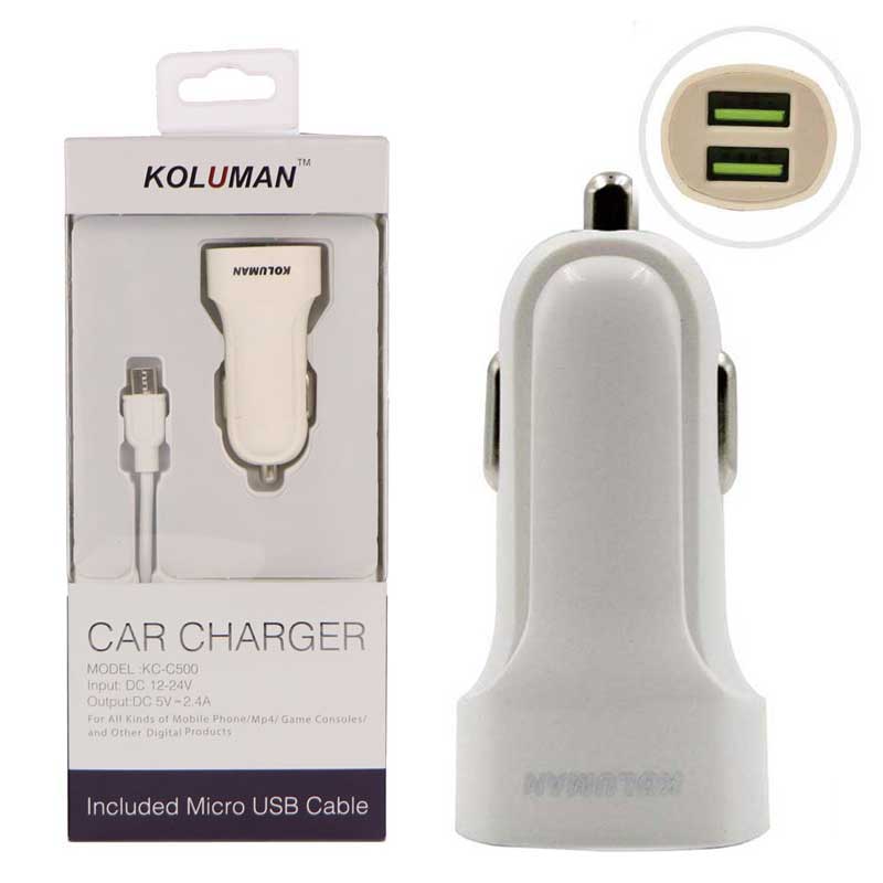 شارژر فندکی Koluman KC-C500 + کابل میکرو یو اس بی
