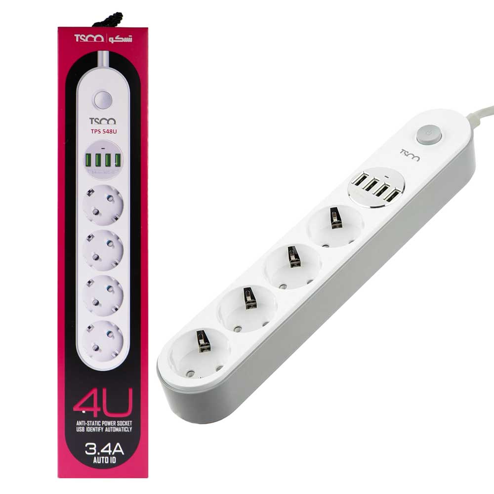 چهار راهی برق TSCO TPS 548U + چهار پورت USB