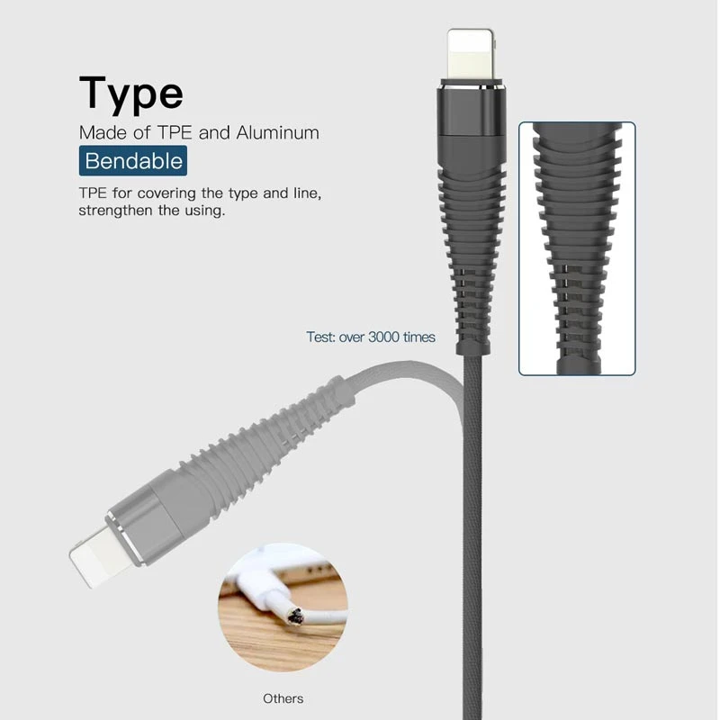 کابل آیفونی Yesido CA-12 2.4A 1m روکش دار