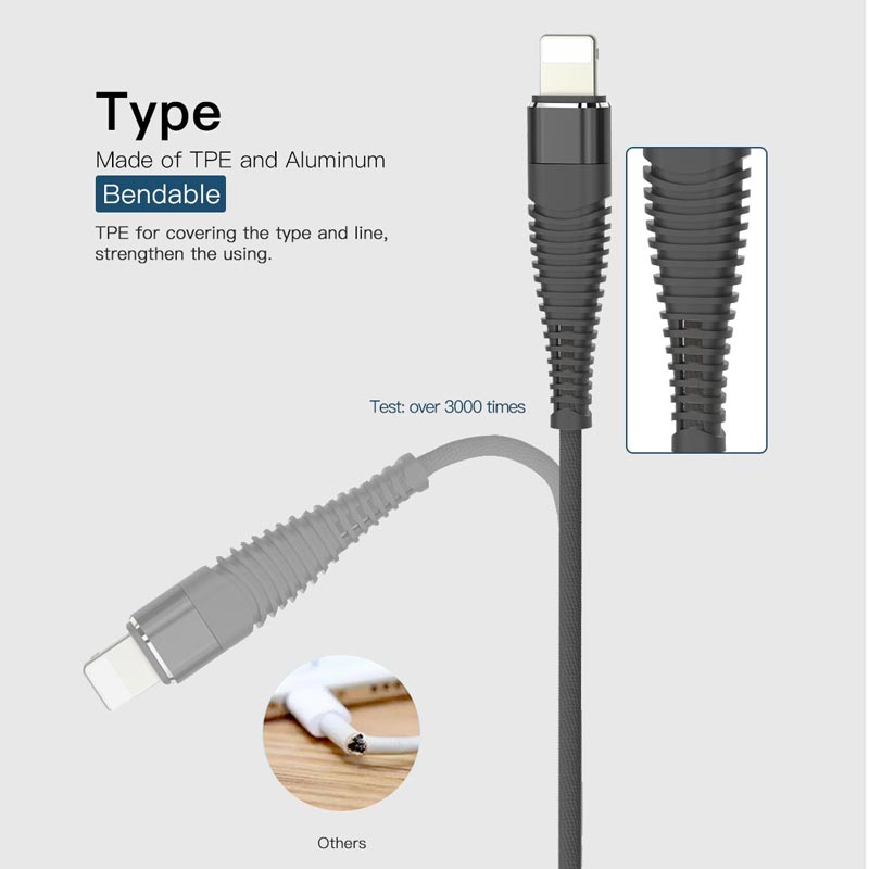 کابل آیفونی Yesido CA-12 2.4A 1m روکش دار